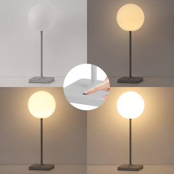 Allie 17.5" Modern Minimalist Indoor/Outdoor Metal Globe Rechargeable/Cordless Dimmable Integrated LED Table Lamp with Touch Sensor